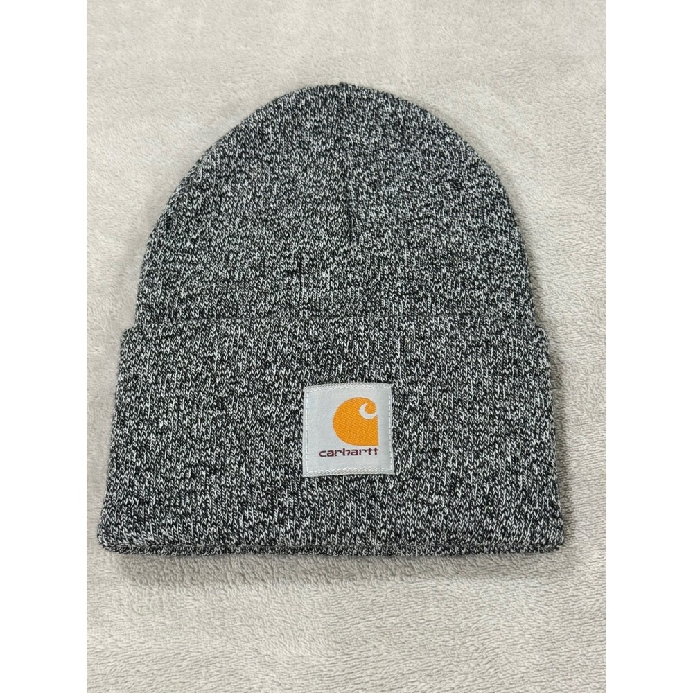 Carhartt Acrylic Watch Hat Beanie Black White Marled Knit Cuffed A18 NWT